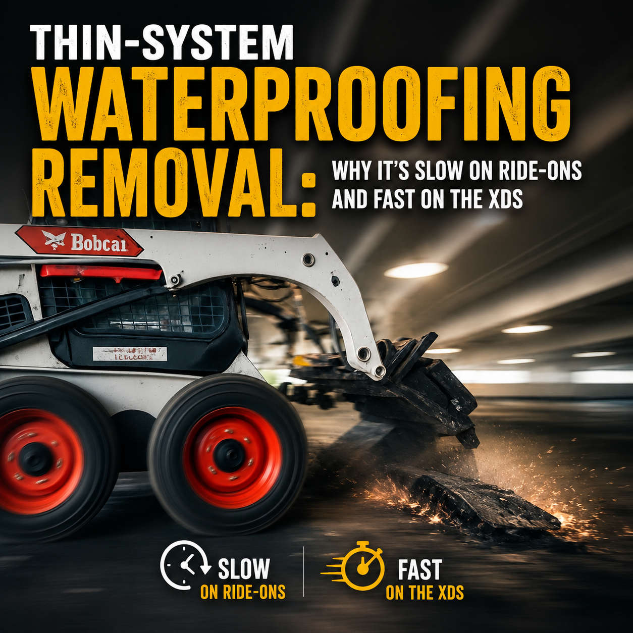Thin-System Waterproofing Removal: Why It's Slow on Ride-Ons and Fast on the XDS