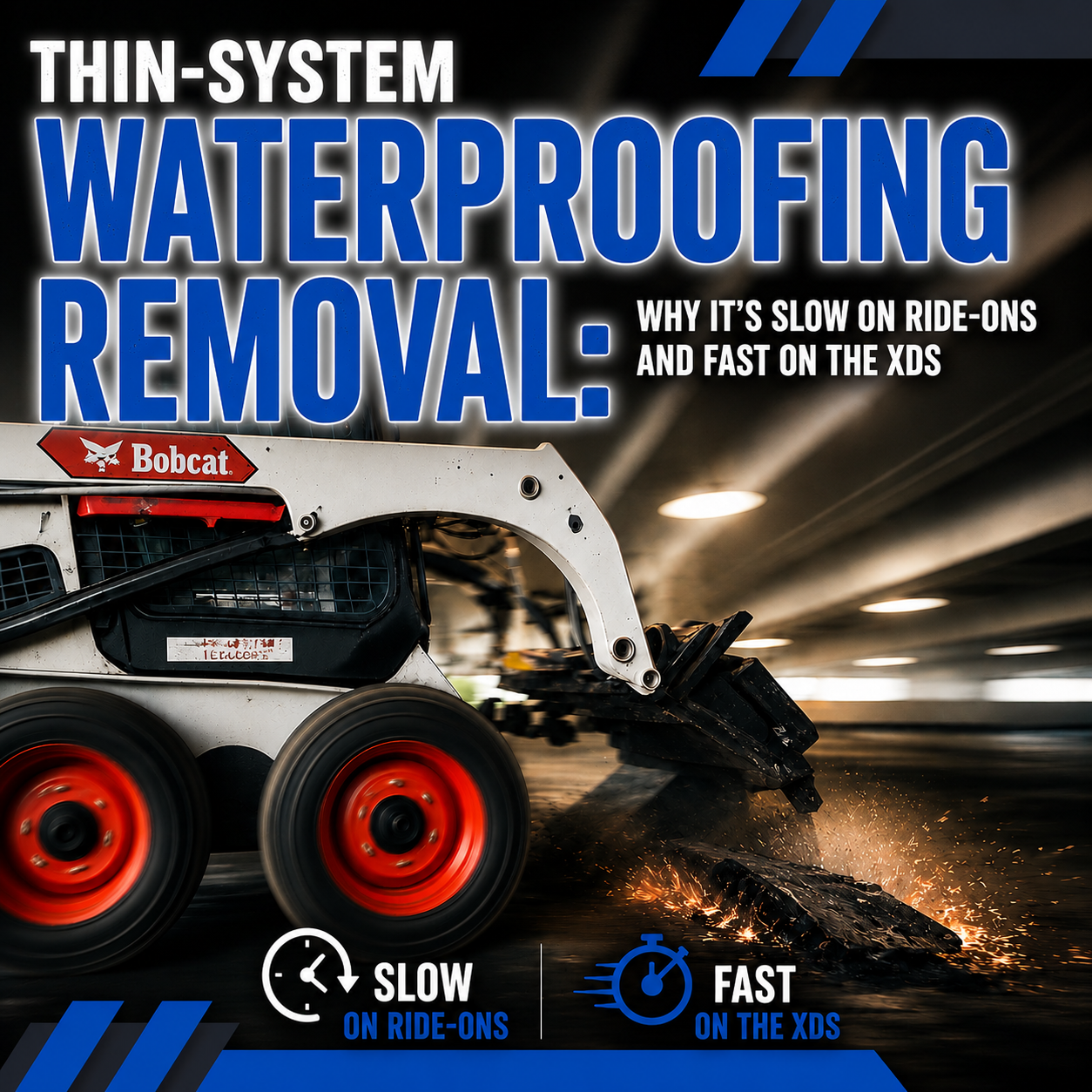 Thin-System Waterproofing Removal: Why It's Slow on Ride-Ons and Fast on the XDS
