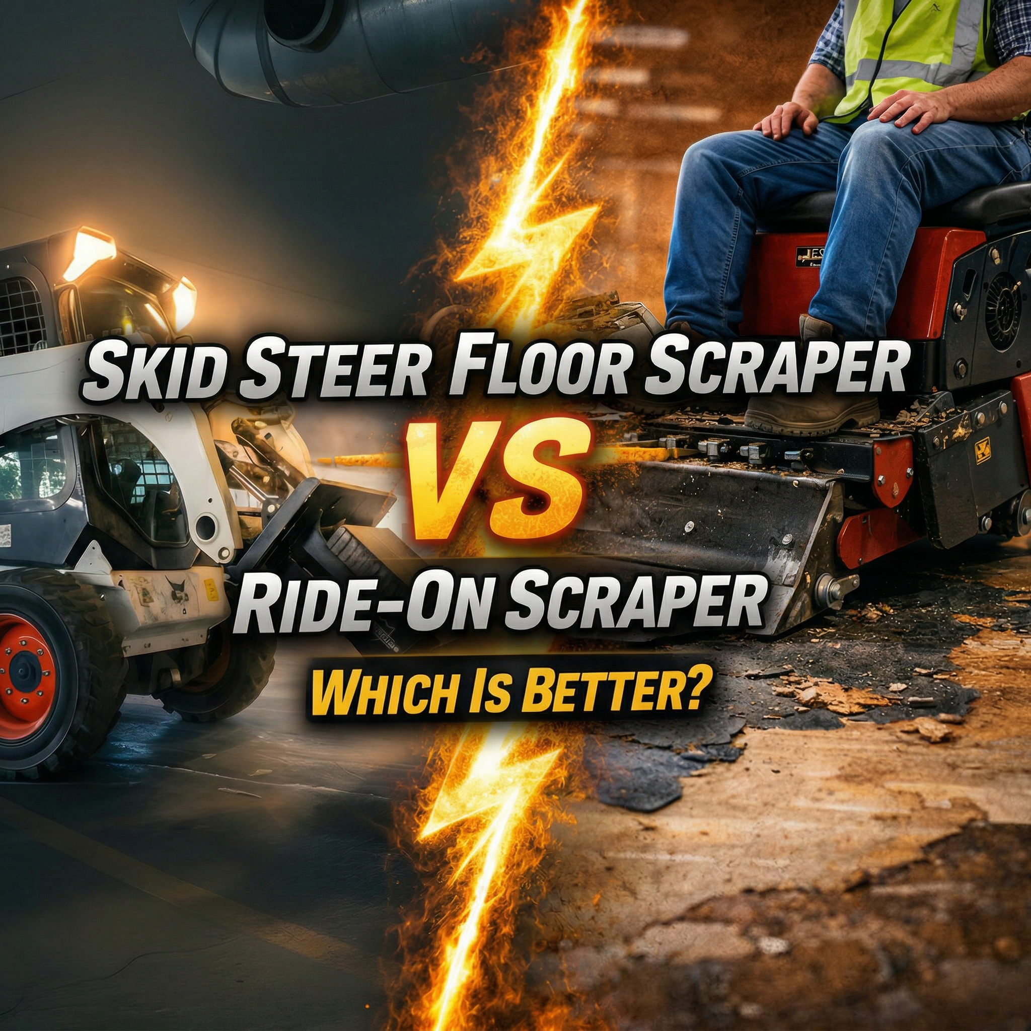 skid steer floor scraper vs ride-on scraper