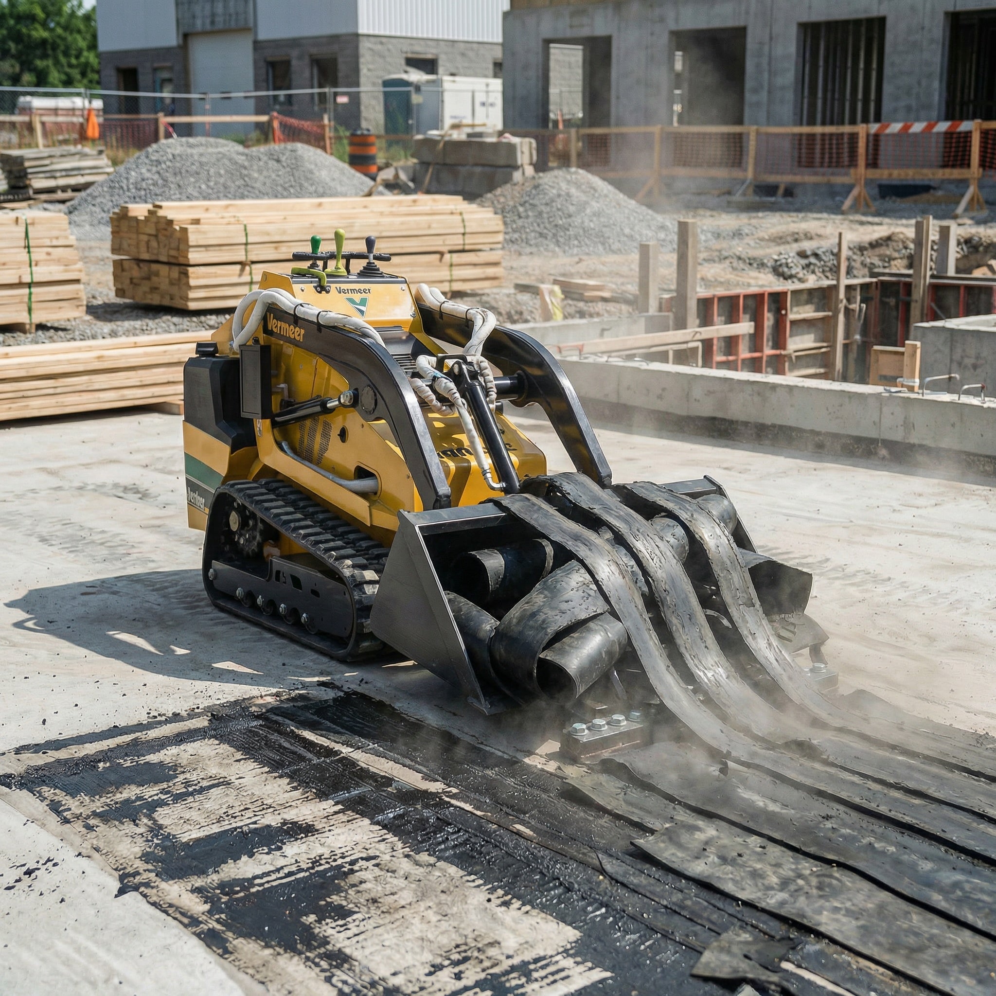 Bucket Edge scraper removing Hot rubber