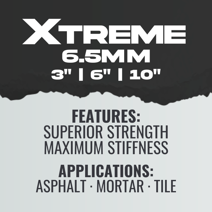 Product description card for Xtreme 6.5mm material with features and applications listed.